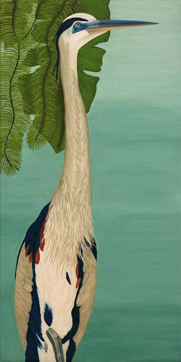 Pool Side Great Blue Heron Canvas Giclee Image