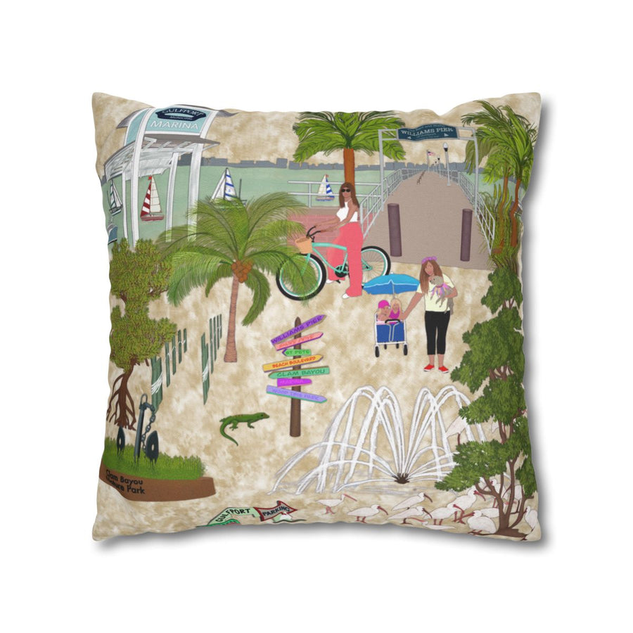 Gulfport Celebration Pillow Cover – 18” x 18” 100% Cotton Coastal Home Décor