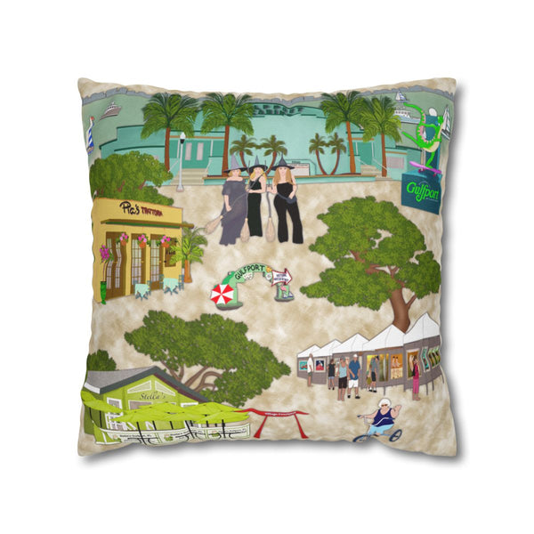 Gulfport Celebration Pillow Cover – 18” x 18” 100% Cotton Coastal Home Décor